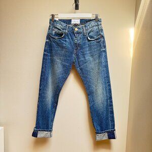 Current Elliott Selvedge Taper Denim Blue Jeans